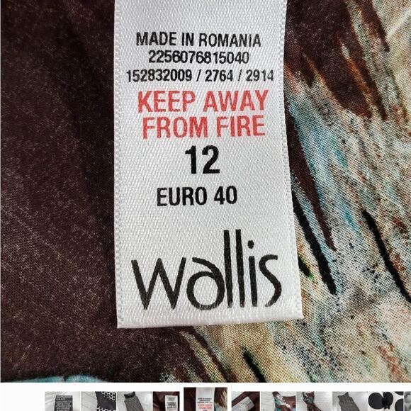 🔹️Wallis Brown Feather Print Belted Sleeveless Dress Size 12 - Picture 9 of 10